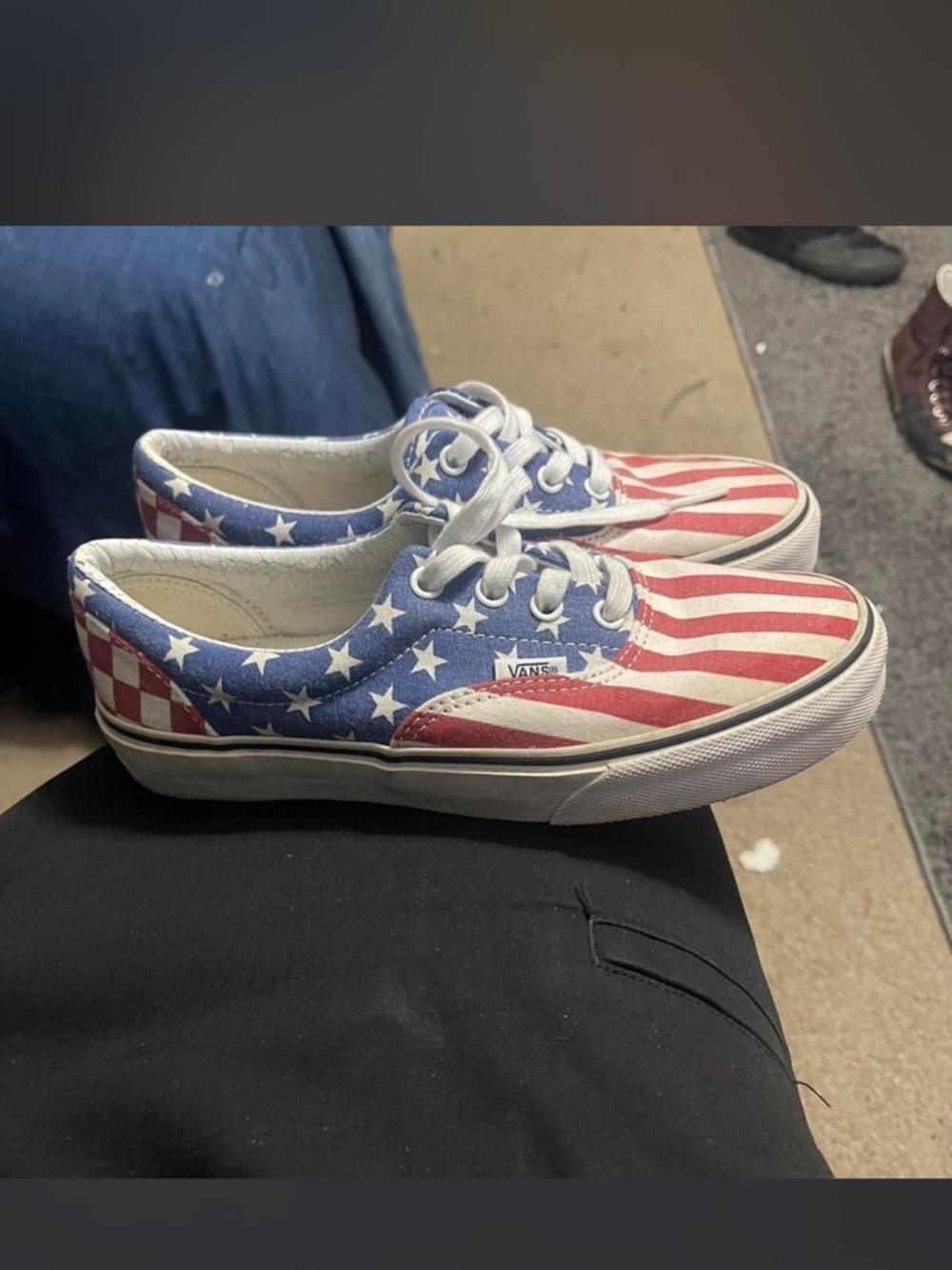 Vintage rare Van doren vans ' Americana Flag Low-Top Sneakers - Red/Blue/White